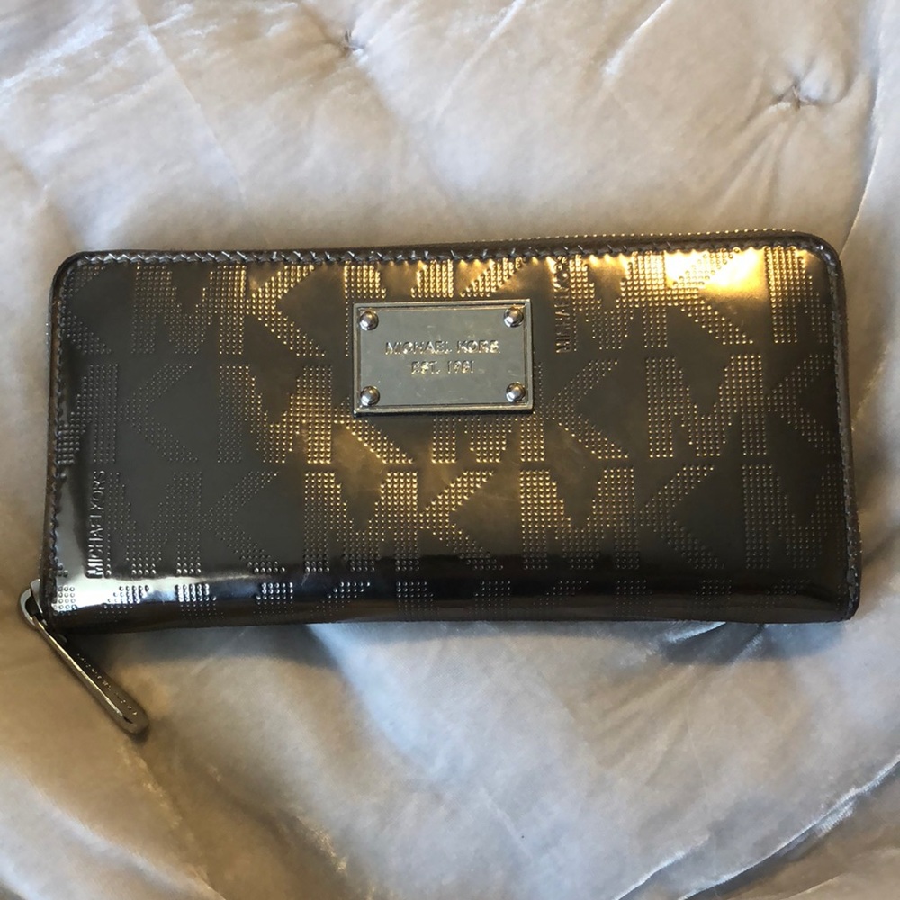 Michael Kors MK logo metallic wallet